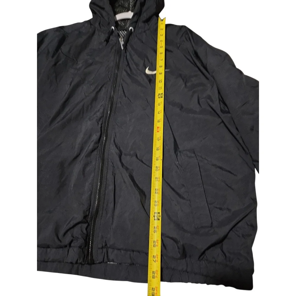 Nike Vintage Windbreaker Jacket Black Zip Hooded Back Swoosh Logo 90s Large‎